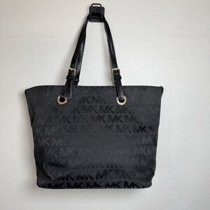 Michael Kors Women's Black Signature Handbag Black Canvas Tote Bag